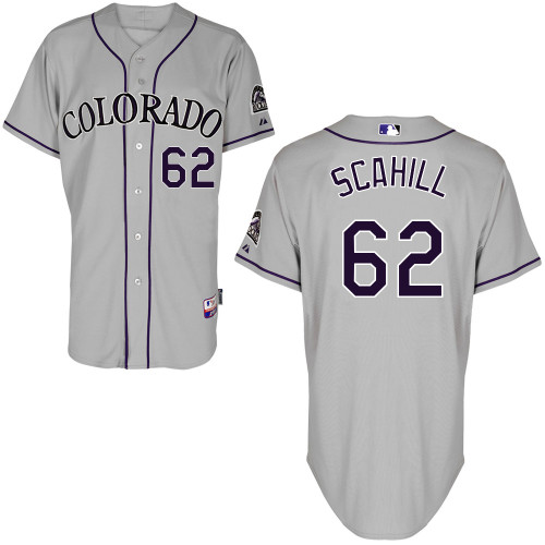 Rob Scahill #62 MLB Jersey-Colorado Rockies Men's Authentic Road Gray Cool Base Baseball Jersey